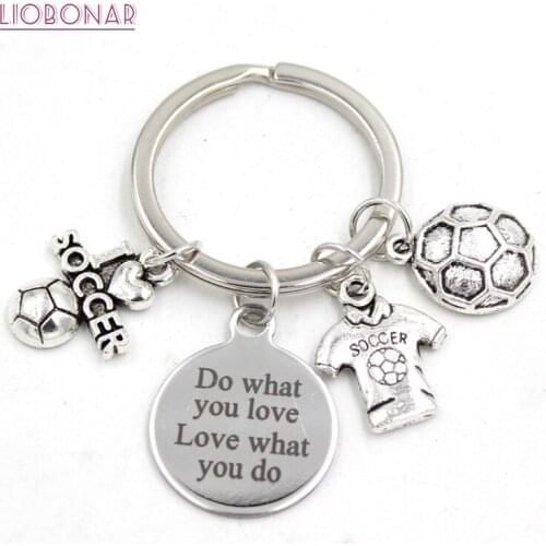 1PC New Arrival Stainless Steel Key Ring Soccer Ball Keychains I Love Soccer Keychain Sport Keyring Gifts for Men Women Jewelry