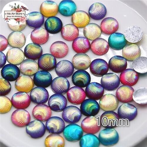 100pcs mix color round seashell resin rhinestone Flat back Cabochon Art Supply Decoration Charm Craft