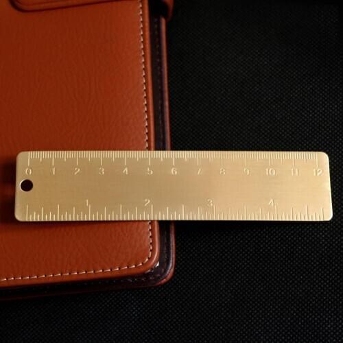 12cm Scale Vintage Durable Brass Straight Ruler Bookmark Students Stationery