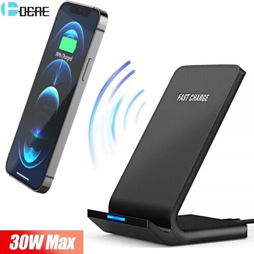 30W Wireless Fast Charging Stand Holder For iPhone 12 11 Pro XS XR X 8 Qi Induction Charger for Samsung S21 S20 S10 Note 20 10 9