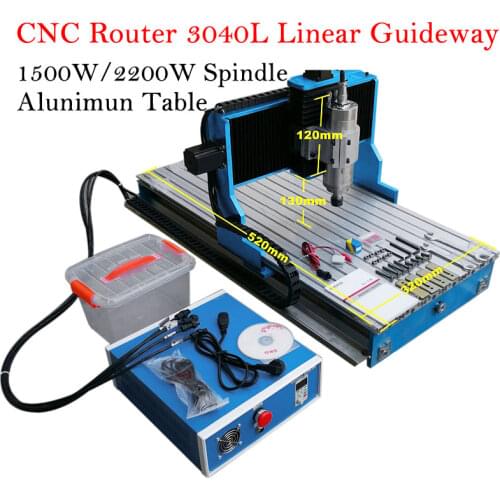 4 Axis 3040L CNC 2200W 1500W Spindle CNC Wood Aluminum Router Engraver Engraving Milling Cutting Machine Linear Guideway Kit