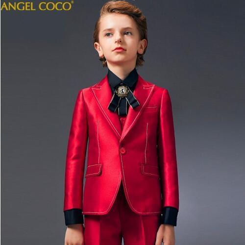 Childrens Formal 5pcs Suit Sets Flower Boy Wedding Party Prom Birthday Dress Costume Kids Blazer Vest Shirts Pants Outfits