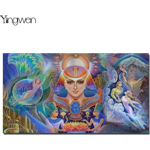 Full Drill 5d Diamond Painting Angel Egyptian Deity Wings Portrait Rhinestone Round Square Cross Stitch Mosaic Home Decor Gift