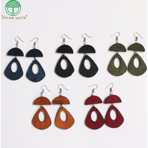 Big Statement Earrings Wood WaterDrop Earring Long Wedding Party Jewelry Mixed Color