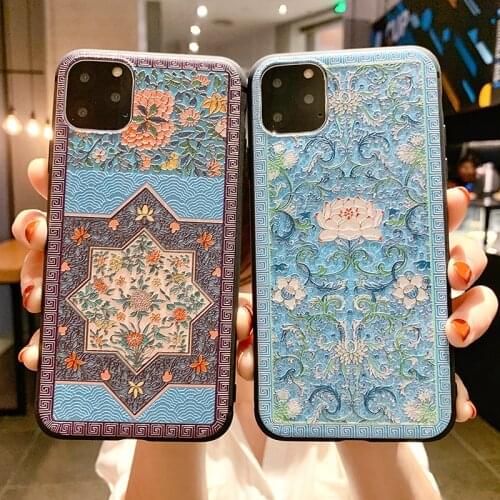 Matte Soft TPU Phone Case For iphone 11 Pro Case For iphone 7 8 6 6s plus XR X Xs max 11 Pro Max Flower Emboss Back Cover