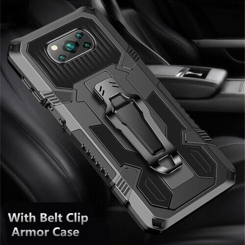 Metal Back Clip Cover For Xiaomi Mi Poco X3 NFC M3 10T Lite Shockproof Armor Case For Xiaomi Redmi Note 9s 7 8 Pro 8A 7A Case