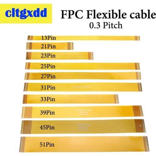 Cltgxdd Gold plated FPC Connector cable Line 13 21 23 25 27 31 33 39 45 51 Pin FFC FPC Flexible Flat Ribbon Cable Pitch 0.3 mm