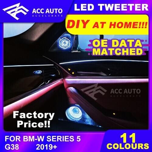 For bm-w Series 5 G30 G38 2018+ 11 PCS LED TWEETER Diamond Dome tweeters Car speaker synchronized with ambient light