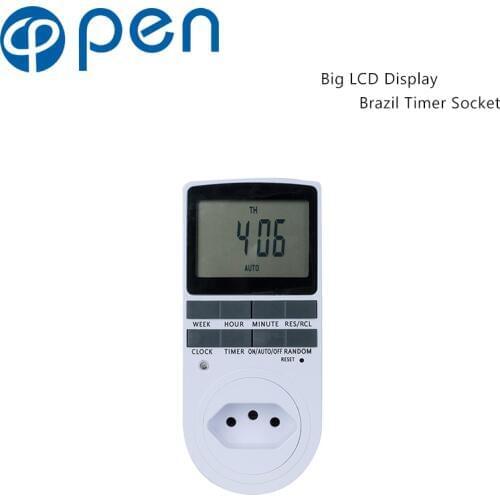 OPT-001B Brazil Electronic Digital Timer Switch Plug Kitchen Timer Outlet 230V 50HZ 7 Day 12/24 Hour Programmable Timing ocket