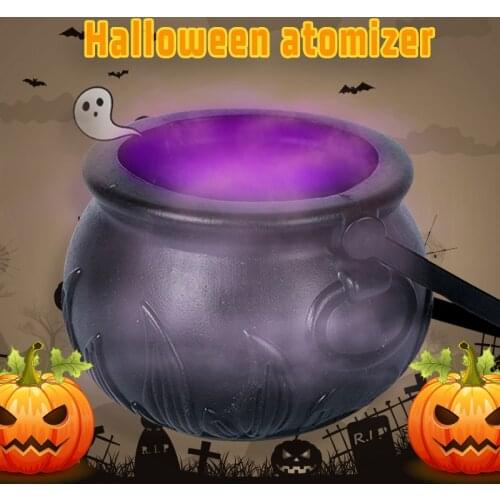 Halloween Witch Pot Smoke Machine LED Humidifier Color Changing Creepy Decor Halloween Party DIY Scene Layout Prank Glow Toy HOT