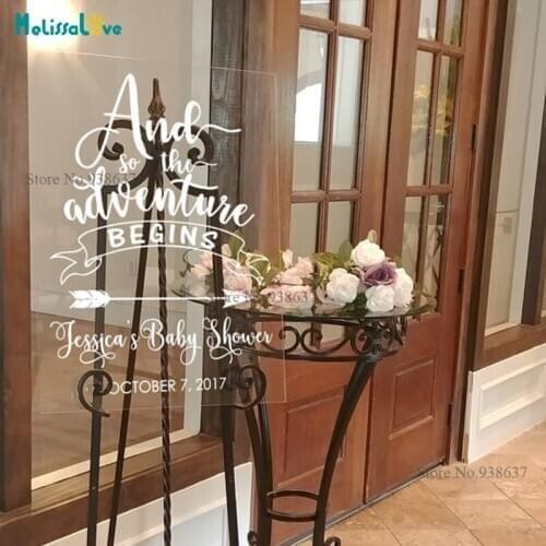 And So The Adventure Begins Baby Shower Reception Sign Custom Name And Date Removable Vinyl Stickers B867