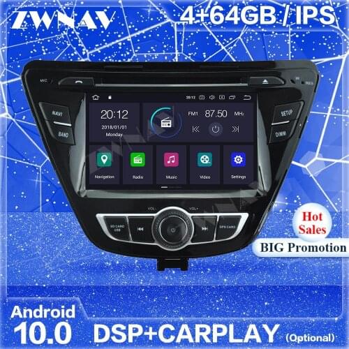 IPS Android 10 Screen GPS For Hyundai Elantra 2014 2015 2016 2017 2018 2019 Avante Auto Radio Stereo Multimedia Player Head Unit