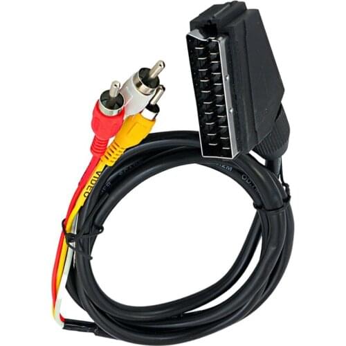 SCART TO 3 RCA CABLE 1.2 METERS 7 MM BLACK * SCART TOS CABLE BOXED POWERMASTER