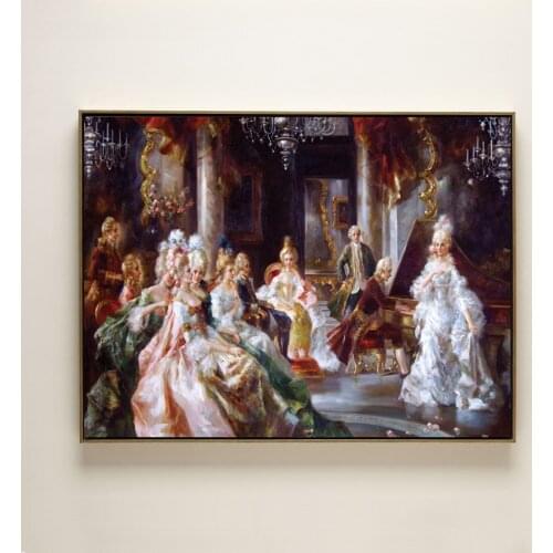 Classical court people figures palace concert canvas printings oil painting printed on cotton home wall art decoration picture