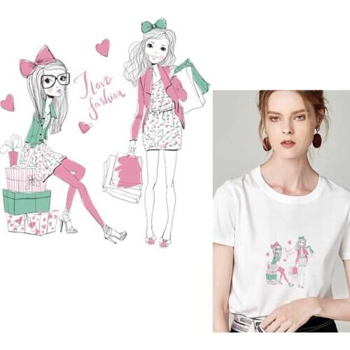 Lovely Girls Patches For Clothes Heat Transfer For Clothing Thermal Stickers Sweet Girls Patches Iron On Transfer On clothes