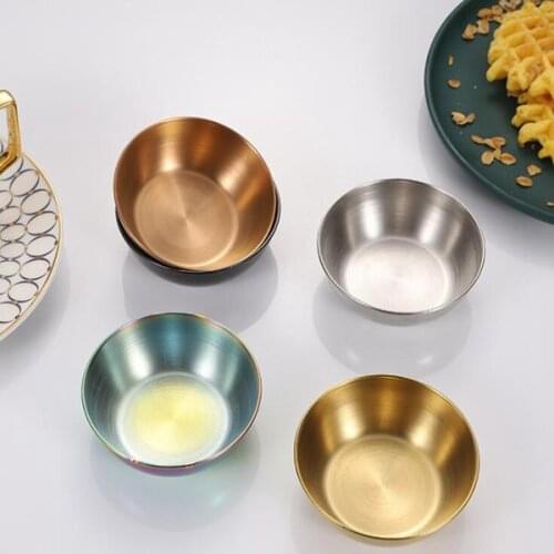 Round Snack Flavor Plate Creative Stainless Steel Seasoning Plate Sauce Plate