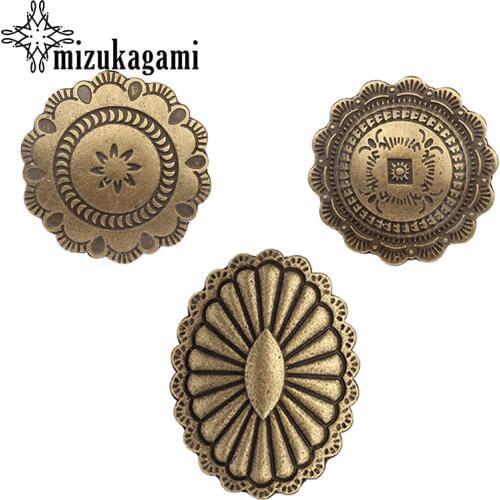 3pcs/lot Retro Zinc Alloy Round Flowers Bronze Color Decorative Oval concho Buttons Charms For DIY Jewellery Accessories
