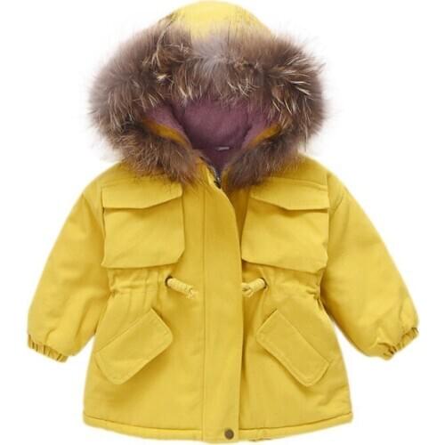 Thick Fur Girl Jacket Fashion Children Baby Korean Style Winter 3-8 Years Old Autumn Warm Hooded Coats Solid Color Kid Outerwear