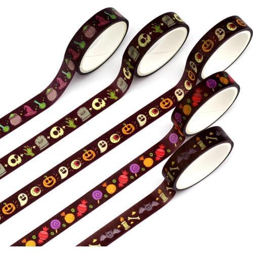 5Pcs/Set Halloween Washi Tapes Pumpkin Candy Bat Ghost Web DIY Scrapbooking Masking Tapes School Office Supply Escolar Papelaria