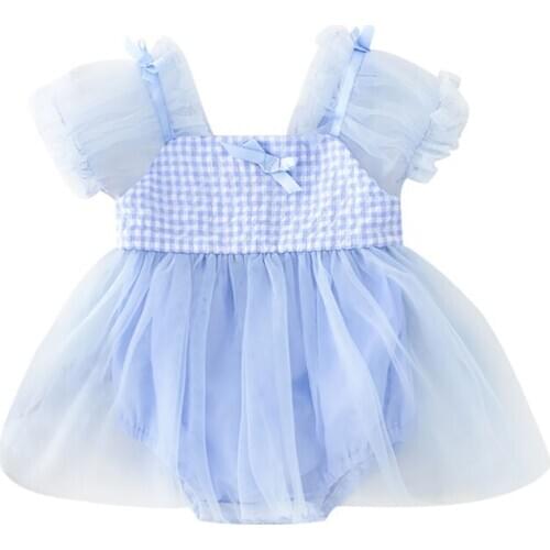 Hot Plaid Newborn Baby Girl Rompers Summer Baby Girls Clothing Rompers Tutu Jumpsuit Playsuit