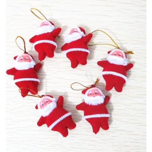 New 6 PCs Christmas Ornaments Mini Santa Claus Merry Christmas Decorations for Home New Year DIY Tree Hanging Dolls Gifts
