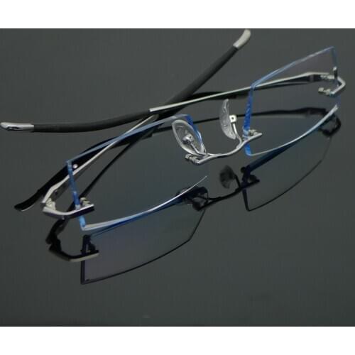 Mens eyewear prescription rimless eyeglasses Complete glasses Fashion Diamond Cutting Frameless Optical Professional Custom 59