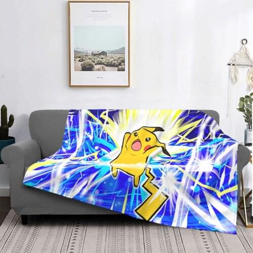 Bikachu Lightning Blankets Velvet Autumn/Winter Anime Japan Multifunction Lightweight Throw Blanket for Bed Couch Bedspread