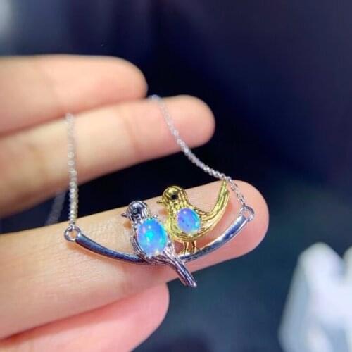Valentine opal gemstone necklace for women jewelry real 925 silver gold plated natural gem colorful girl party gift birthstone