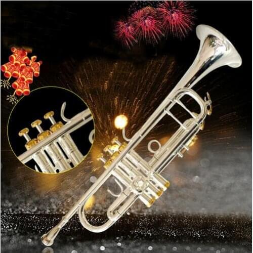 Vincent Shrotenbach Stradivarius Professional Bb Trumpets LT197S-100 Silver Plated Gold Key Trumpet Mouthpiece Accessories Case