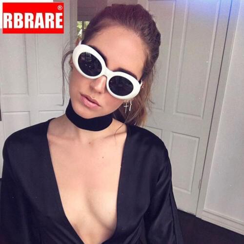 RBRARE Oval UV400 Sunglasses Women Retro Round Frame White Mens Sun Glasses Red Hip Hop Clear Glasses Vintage Shades For Women