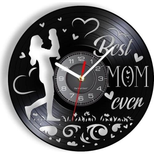 Mother Day Ever Retro Album Laser Cut Longplay Wall Clock Home Decor Quote Artwork Re-purposed Record Clock Best Mom Gift