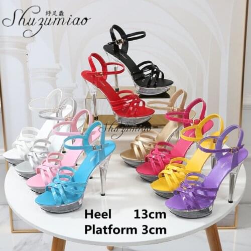 Roman Style Catwalk 13CM Super High Heel Sandals Women’s Shoes Summer New Cross Sexy Show Nightclub Thin With Pole Dancing Shoes