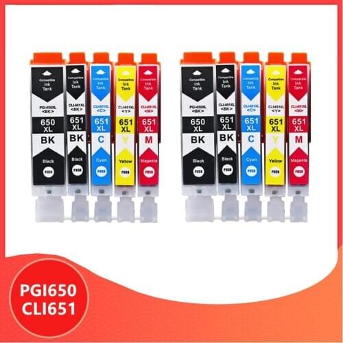 Compatible PGI 650 CLI 651 650XL Ink Cartridges PGI650 CLI651 for Canon Pixma MG6360 MG6460 MG7160 IP7260 iX6860 iP8760 MX726