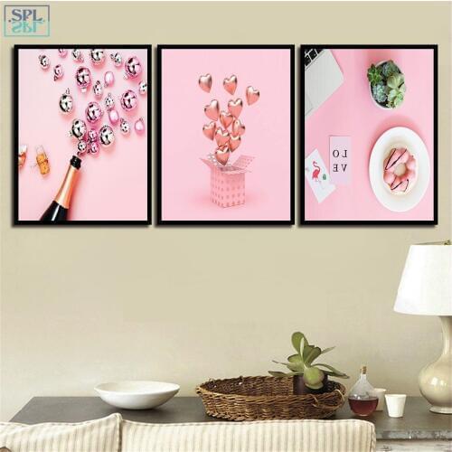 SPLSPL Romantic Wedding Decoration Posters Red Love Balloon Girls Room Decor Wall A4 Art Picture Hd Print Canvas Painting