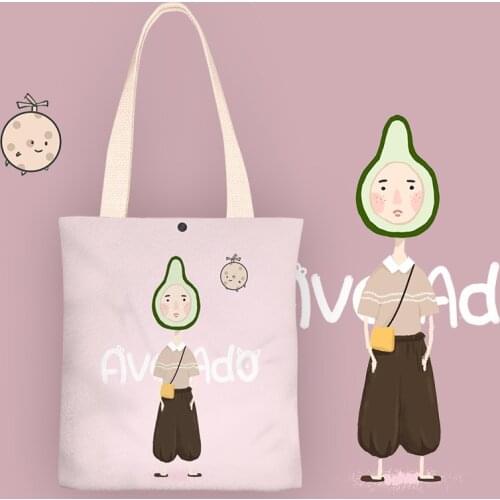 Hand-painted Shoulder Bag For Women Designer Handbags High Quality Avocado Girl Tote Bag Soft Velvet Canvas Bags Shopper Bag