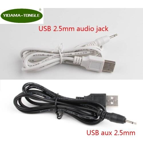 USB Jack Plug Aux 2.5mm Audio line Jack cable 100cm length high quality black white