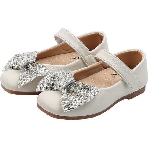 2020 Spring And Autumn New Girls Baby Leather Shoes 1-6 Year Children Girls Soft-Soled Non-Slip Single Shoes Bow Dance Shoes