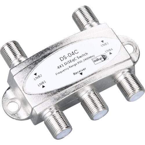 X 1 Diseqc 4-way Wideband Switch DS-04C High Isolation Connect 4 Satellite Dishes Digital 4 LNB for Satellite Receiver ONLENY