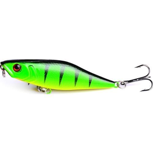 YUZI Fishing 1Pcs 7cm 7.3g Popper Fishing Lures 3D Eyes Bait Crankbait Wobblers Isca Poper Pesca Japan fishing tackle