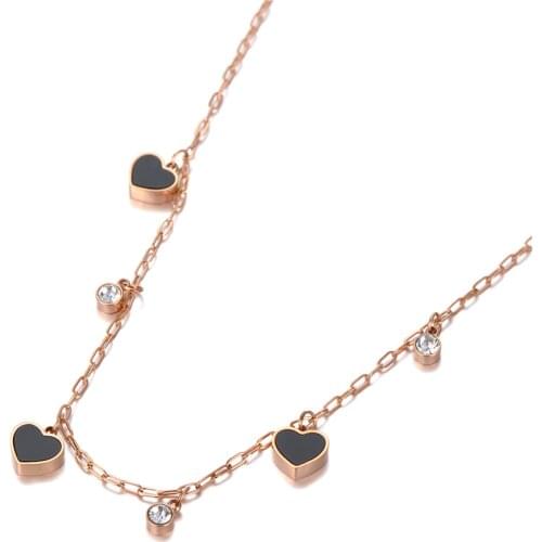 New CZ Crystal Heart Charm Pendant Necklace For Women Stainless Steel Bohemia Acrylic & Shell Choker Necklace N20144