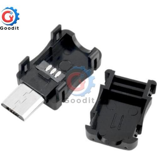 10PCS DIY Micro USB 5 Pin T Port Male Plug Socket Connector with Plastic Cover