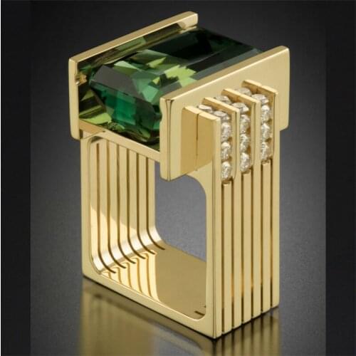 14K Gold Emerald Jewelry Ring for Women Rectangel Green Topaz Emerald Anillos Bizuteria Gemstone 14K Yellow Gold Ring with Box