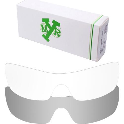 2 Pieces Mryok Anti-Scratch Replacement Lenses for-Oakley Batwolf Sunglasses Lens Silver Titanium & HD Clear