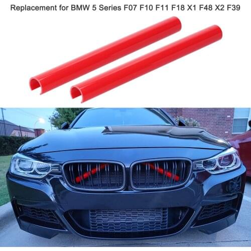 2 Pcs Front Grille Trim Strips Sport Style Strip Cover Frame Insert Trim Strips Replacement for B-MW 5 Series F07 F10 F11 F18