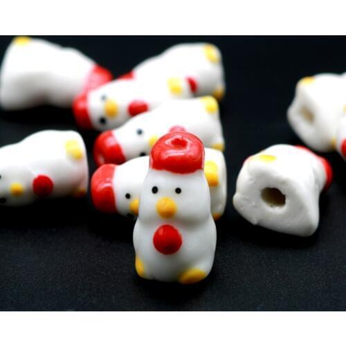 20PCS/lot Fashion Animal ceramic bead chicken shape DIY Beads Handmade Porcelain Beads For Jewelry Making Wholesale