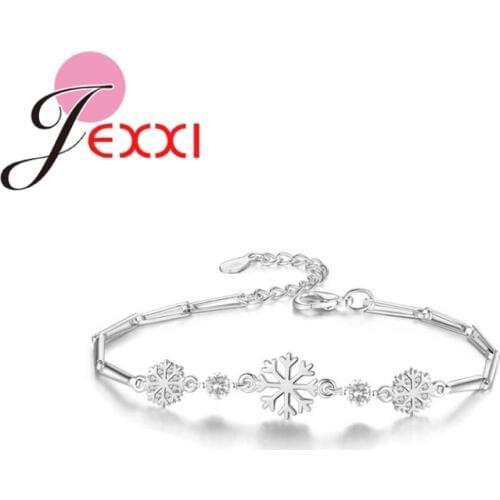 Vintage Hot Sale Snowflake Design Elegantment Woman Girls Valentines Day Gift 925 Sterling Silver Adjustable Bracelet