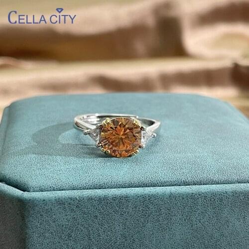 Cellacity luxury 925 sterling silver ring for charm lady with 3 carat gemstones open adjust size wedding party wholesale gift