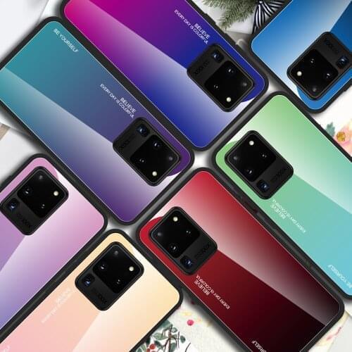 Gradient Painted Case For Samsung Galaxy A90 5G A80 A70S Case Tempered Glass Cover For Galaxy A72/A52/A42/A32/A71 5G A82 Case