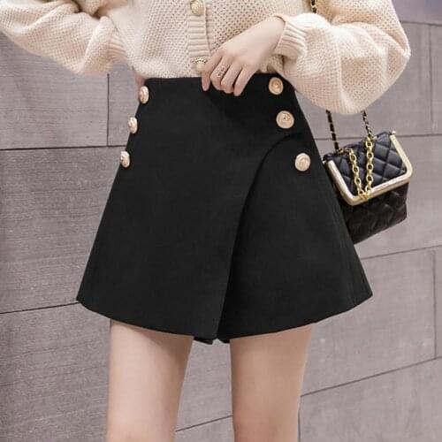 Black shorts womens autumn winter 2021 new high waisted slim dress pants casual A-line wide leg fashion women clothing