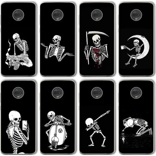 Ciciber Cartoon Funny Skull Case For Motorola Moto G10 G30 G9 G8 E7 E6S G7 G6 E6 G5 G5S E5 One Macro Plus Play Power Lite TPU
